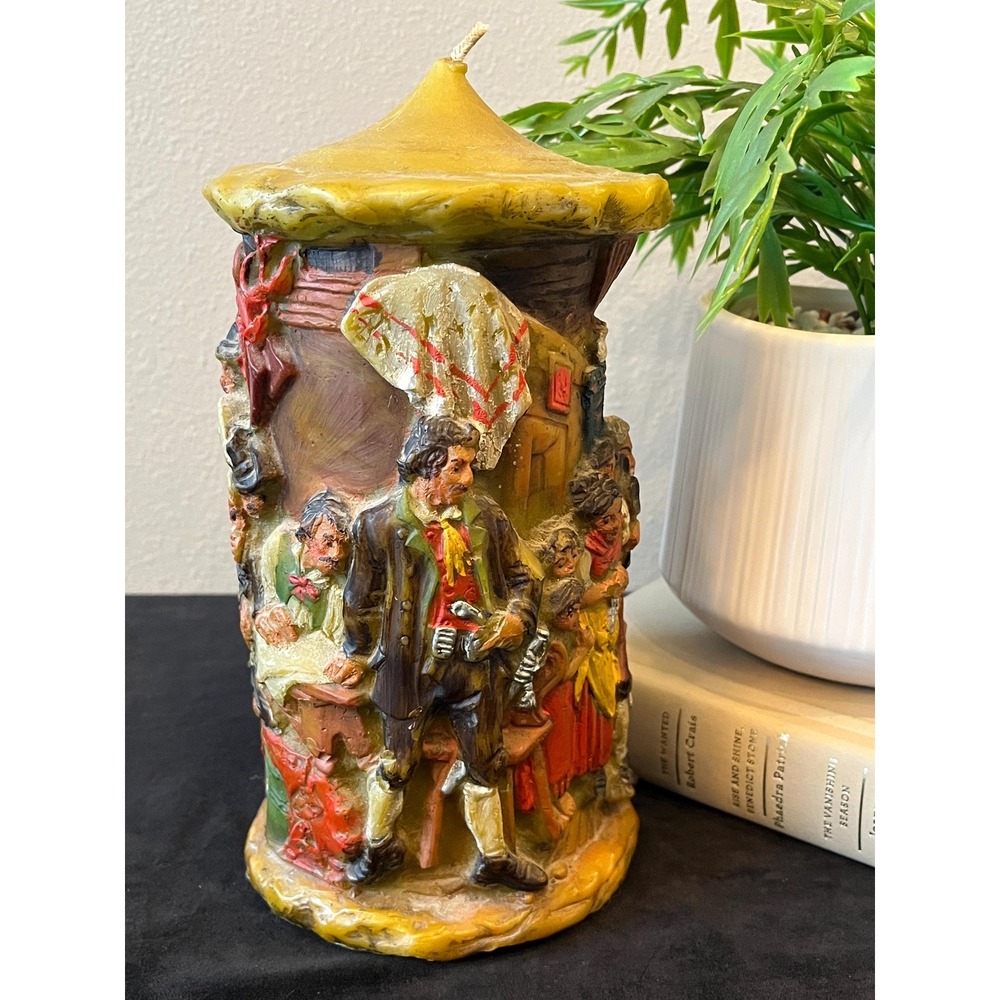 Vintage Gunter Kerzen German Sculptural Candle Tavern Hunting Scene Figural Wax